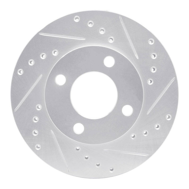 R1 Concepts 84-87 Audi Coupe Front Right Drilled & Slotted Silver Brake Rotor