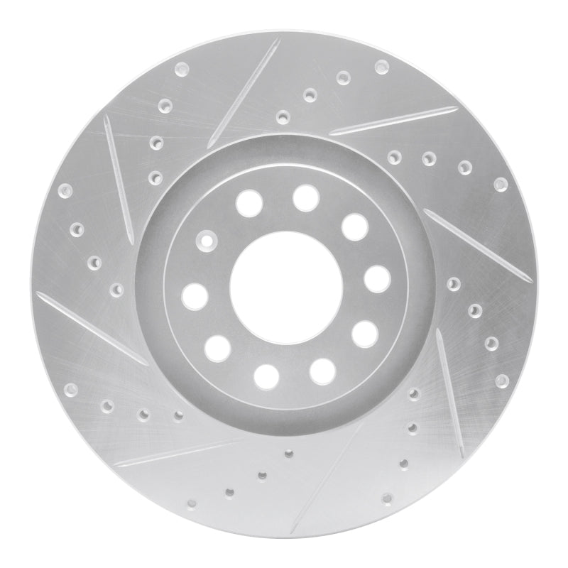 R1 Concepts 98-09 Audi A4 Quattro Front Left Drilled & Slotted Silver Brake Rotor