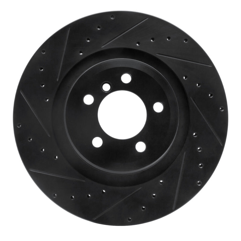 R1 Concepts 07-08 BMW ALPINA B7 Rear Left Drilled & Slotted Black Brake Rotor