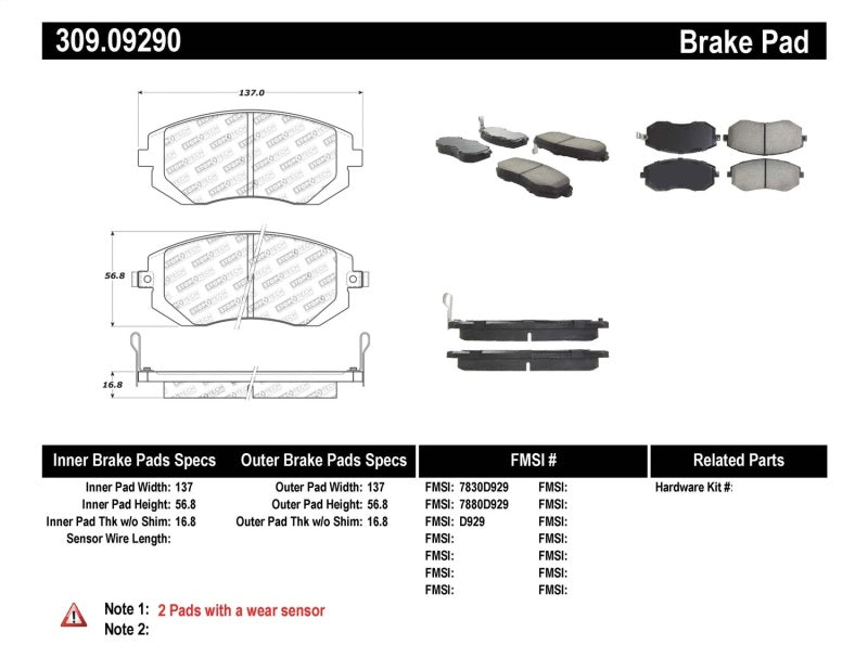 Stoptech PosiQuiet Ceramic Front Brake Pads 09-14 Volkswagen Tiguan
