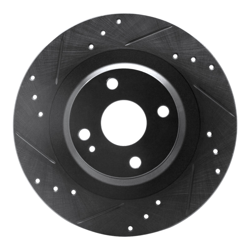 R1 Concepts 2016-2025 Fiat 124 Spider Rear Left Drilled & Slotted Black Brake Rotor