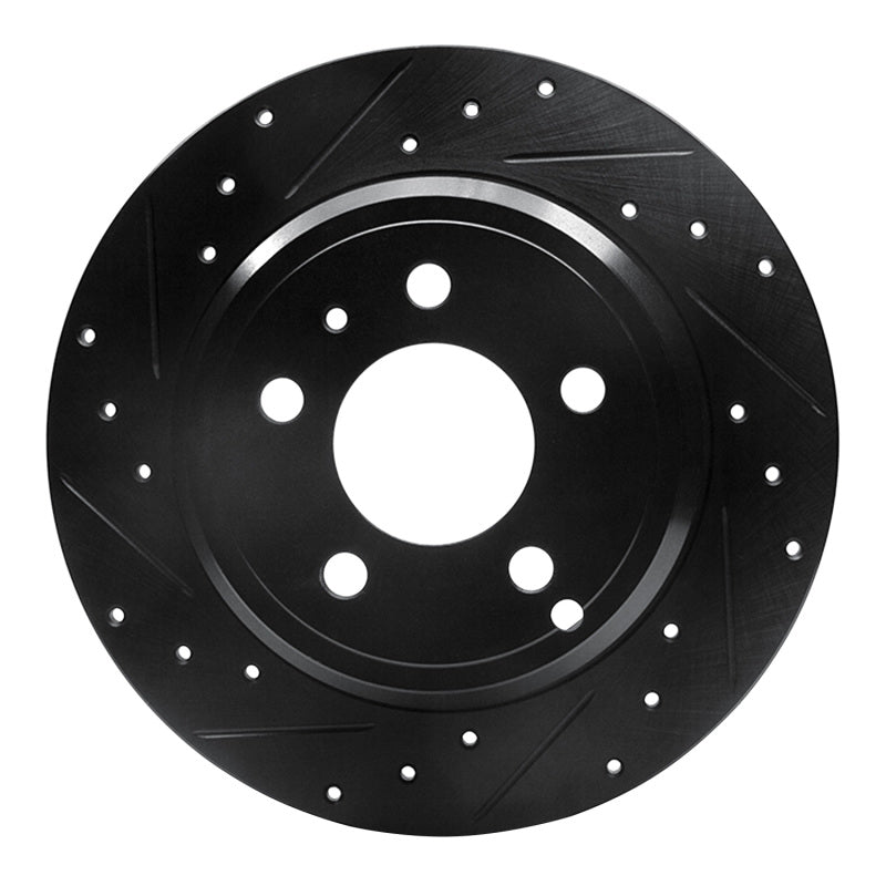 R1 Concepts 96-04 Volvo S70 Rear Left Drilled & Slotted Black Brake Rotor