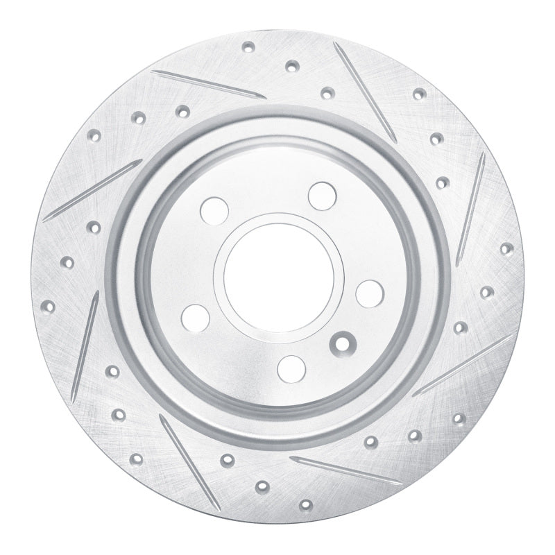 R1 Concepts 19-25 Volvo XC40 Rear Right Drilled & Slotted Silver Brake Rotor