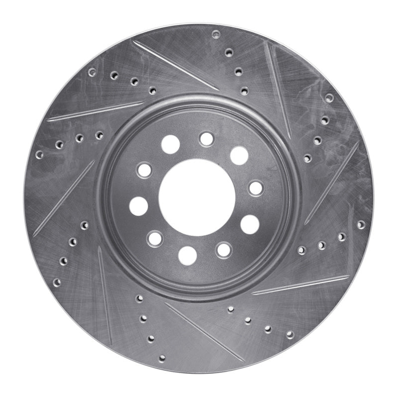 R1 Concepts 14-25 Alfa Romeo Tonale Front Right Drilled & Slotted Silver Brake Rotor