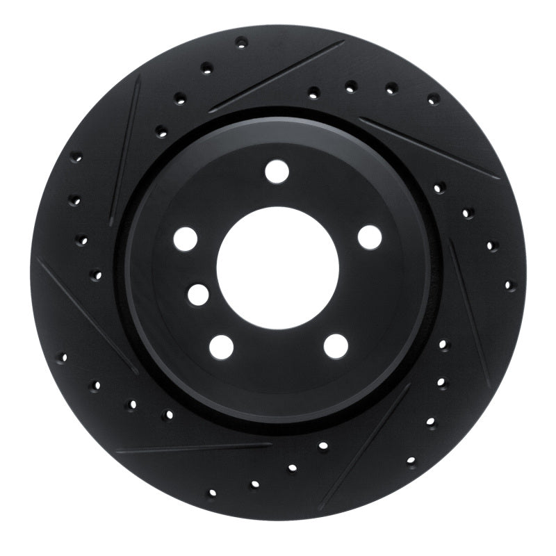 R1 Concepts 01-06 BMW 330CI Rear Left Drilled & Slotted Black Brake Rotor
