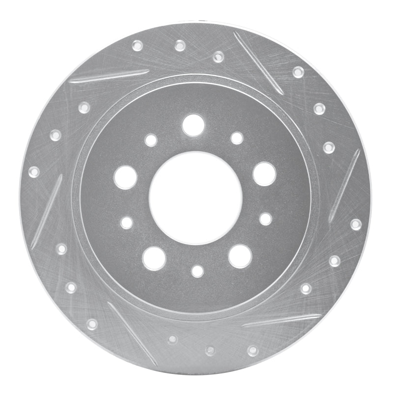 R1 Concepts 88-94 Volvo 760 Series Rear Right Drilled & Slotted Silver Brake Rotor