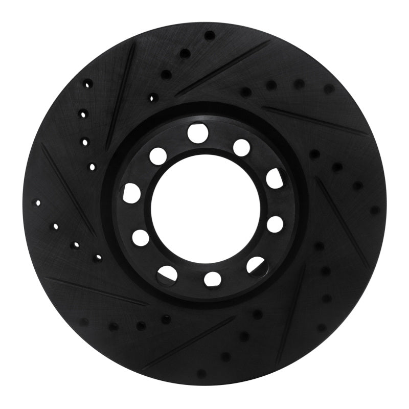 R1 Concepts 82-85 Mercedes-Benz 380SEC Front Left Drilled & Slotted Black Brake Rotor