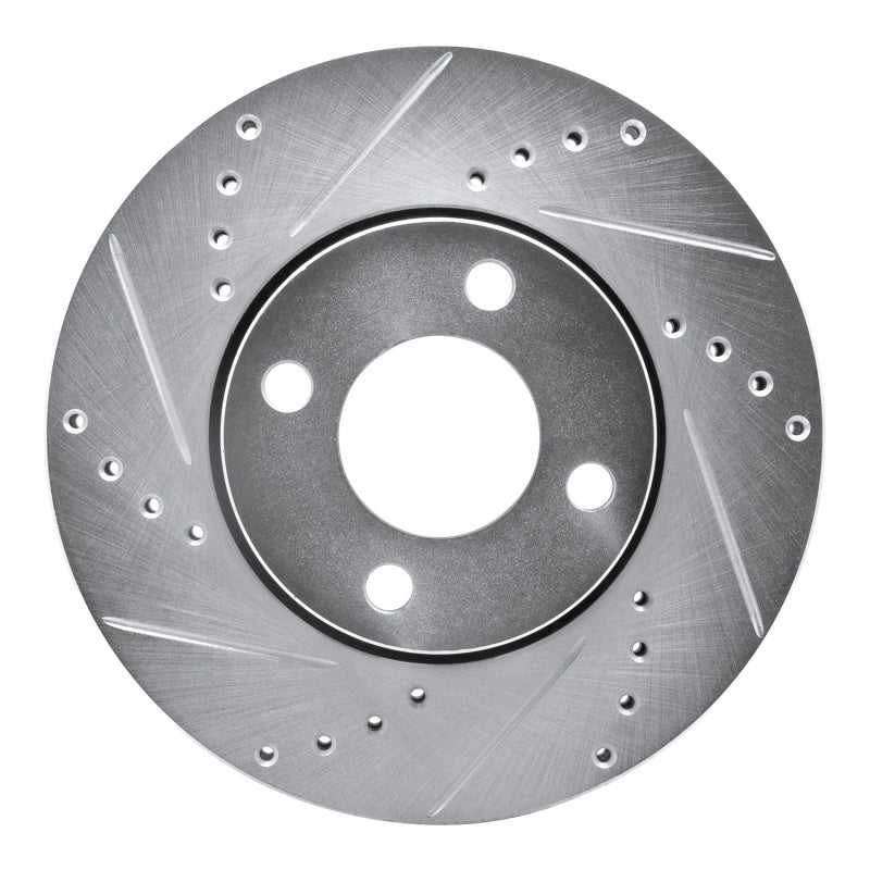 R1 Concepts 90-98 Audi 90 Front Left Drilled & Slotted Silver Brake Rotor