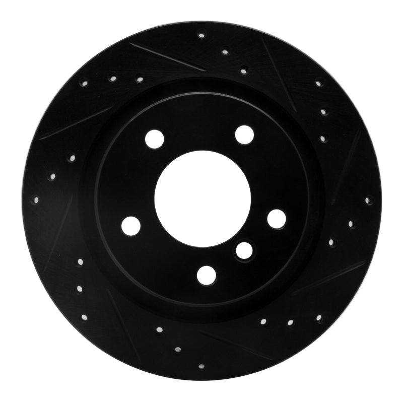 R1 Concepts 99-06 BMW 325I (USA/Canada) Rear Right Drilled & Slotted Black Brake Rotor