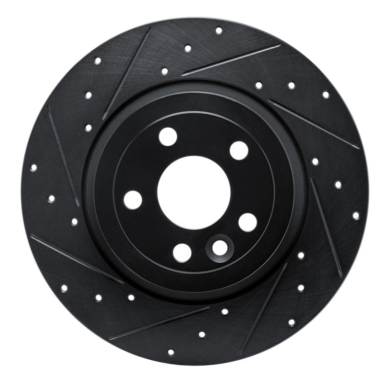 R1 Concepts 16-19 Land Rover Range Rover Evoque Rear Left Drilled & Slotted Black Brake Rotor