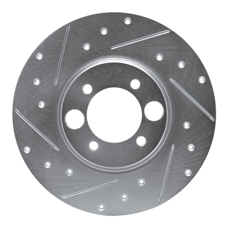R1 Concepts 62-87 Jaguar XKE Rear Left Drilled & Slotted Silver Brake Rotor