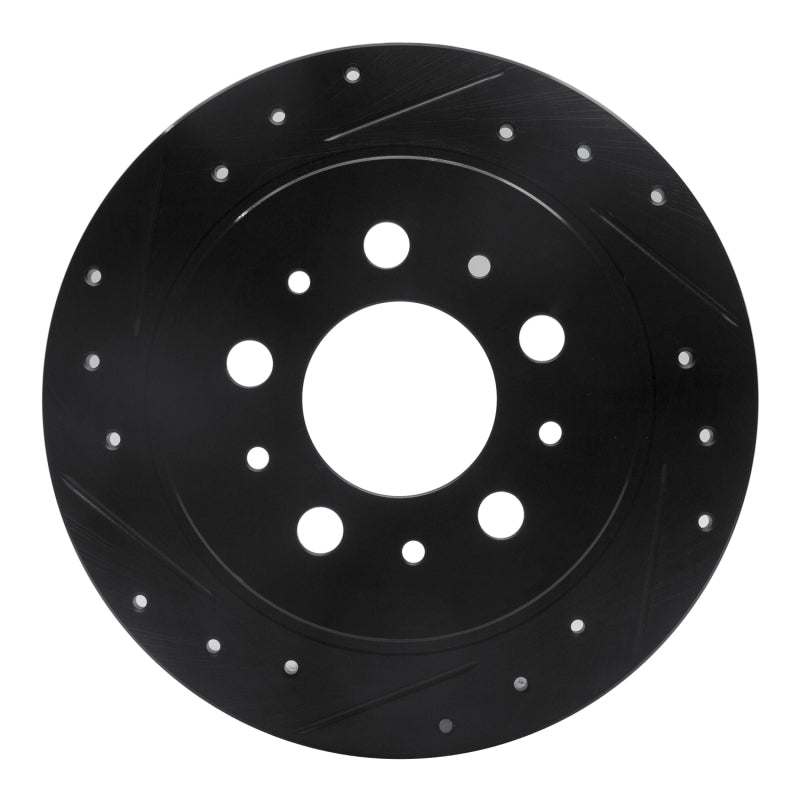 R1 Concepts 95-97 Volvo 960 Rear Left Drilled & Slotted Black Brake Rotor