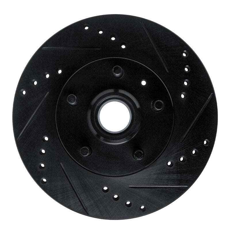 R1 Concepts 82-87 Volvo 760 Series Front Right Drilled & Slotted Black Brake Rotor