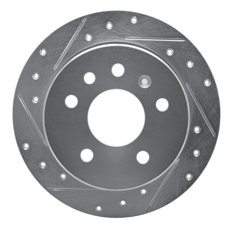 R1 Concepts 94-96 Saab 900 Rear Left Drilled & Slotted Silver Brake Rotor