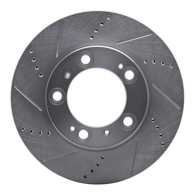 R1 Concepts 97-04 Porsche Boxster Front Left Drilled & Slotted Silver Brake Rotor