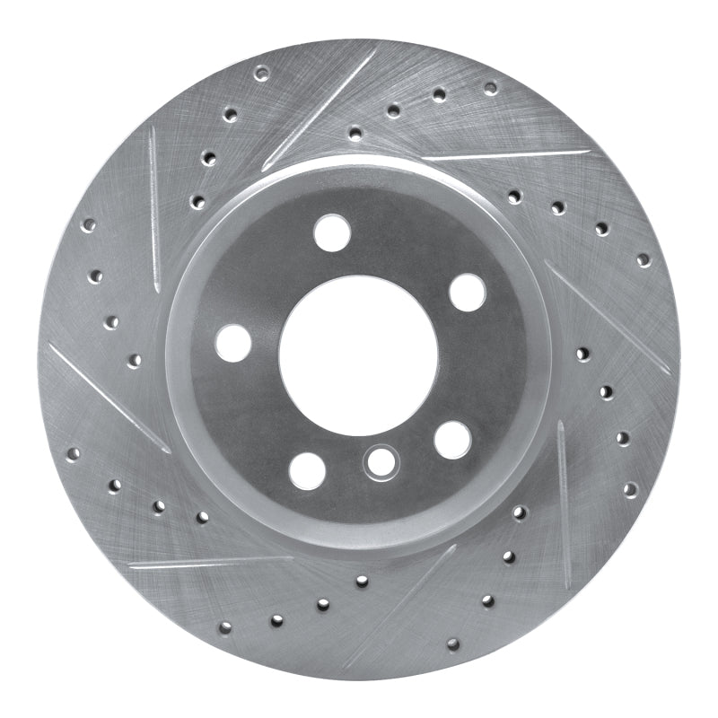 R1 Concepts 04-10 BMW X3 Front Left Drilled & Slotted Silver Brake Rotor