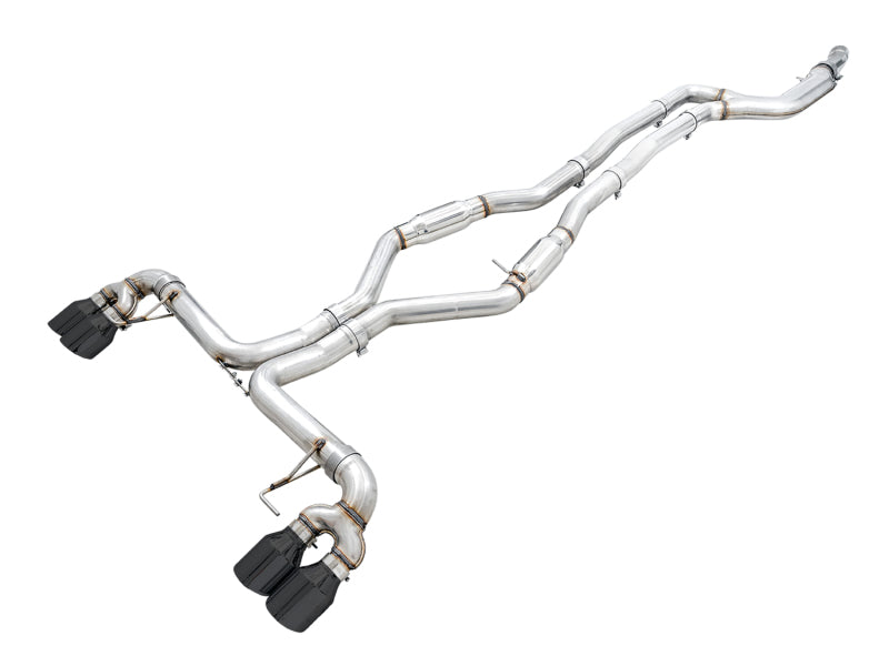 AWE Tuning Track Edition Exhaust Quad Diamond Black Tips - BMW 2019+ M340i (G20)