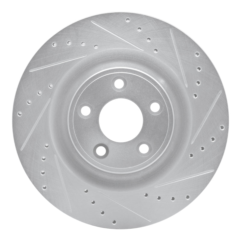 R1 Concepts 14-21 Jaguar XJ Rear Right Drilled & Slotted Silver Brake Rotor
