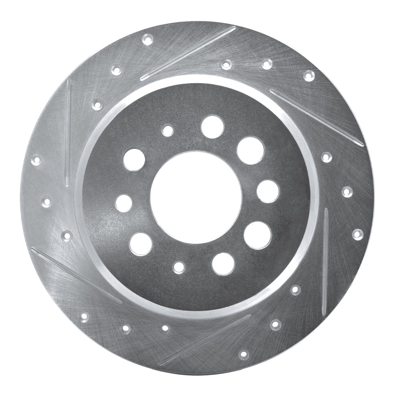 R1 Concepts 67-74 Volvo 142 Rear Left Drilled & Slotted Silver Brake Rotor