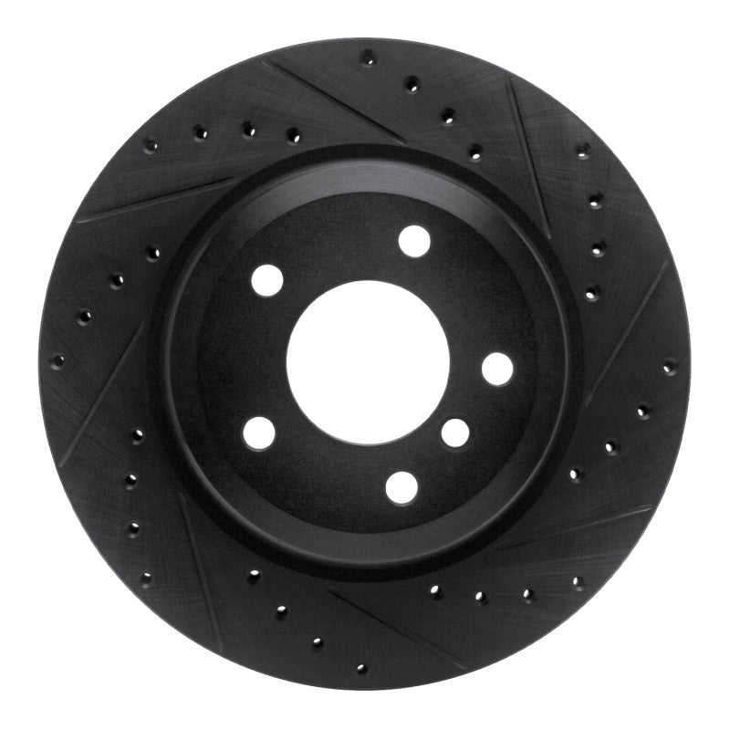 R1 Concepts 08-13 BMW 135IS Rear Right Drilled & Slotted Black Brake Rotor