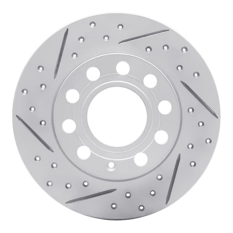 R1 Concepts 02-06 Audi A4 Quattro Rear Left Drilled & Slotted Geo-Carbon Rotor