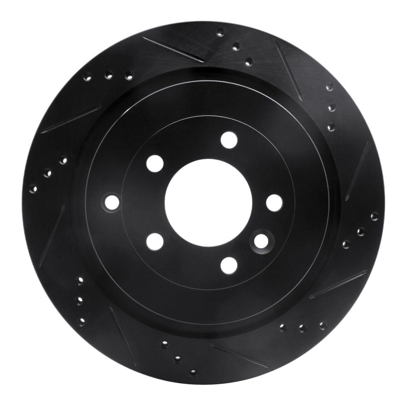 R1 Concepts 05-16 Land Rover Discovery (Latin America) Rear Right Drilled & Slotted Black Brake Rotor