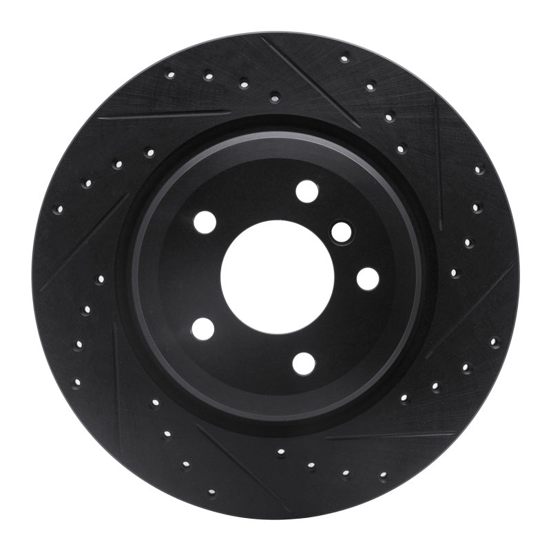 R1 Concepts 06-15 BMW 335XI Rear Right Drilled & Slotted Black Brake Rotor