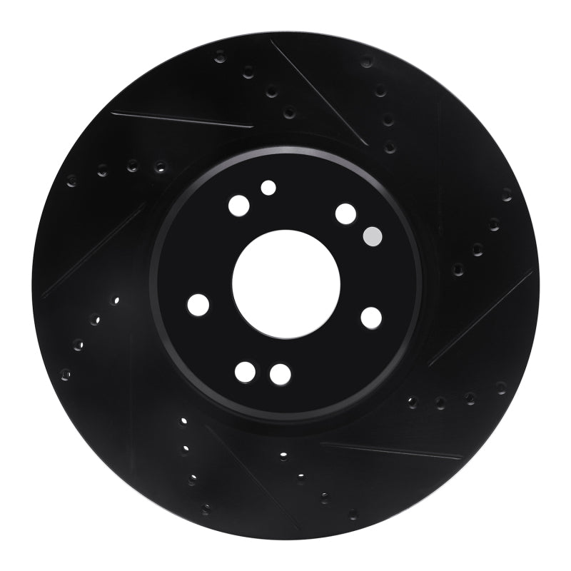R1 Concepts 94-02 Mercedes-Benz SL600 Left Front Drilled & Slotted Black Brake Rotor