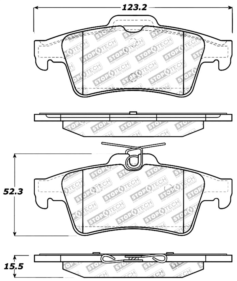Stoptech Centric 06-12 Saab 9-3 Posi-Quiet Ceramic Brake Pads w/Shims & Hardware - Front