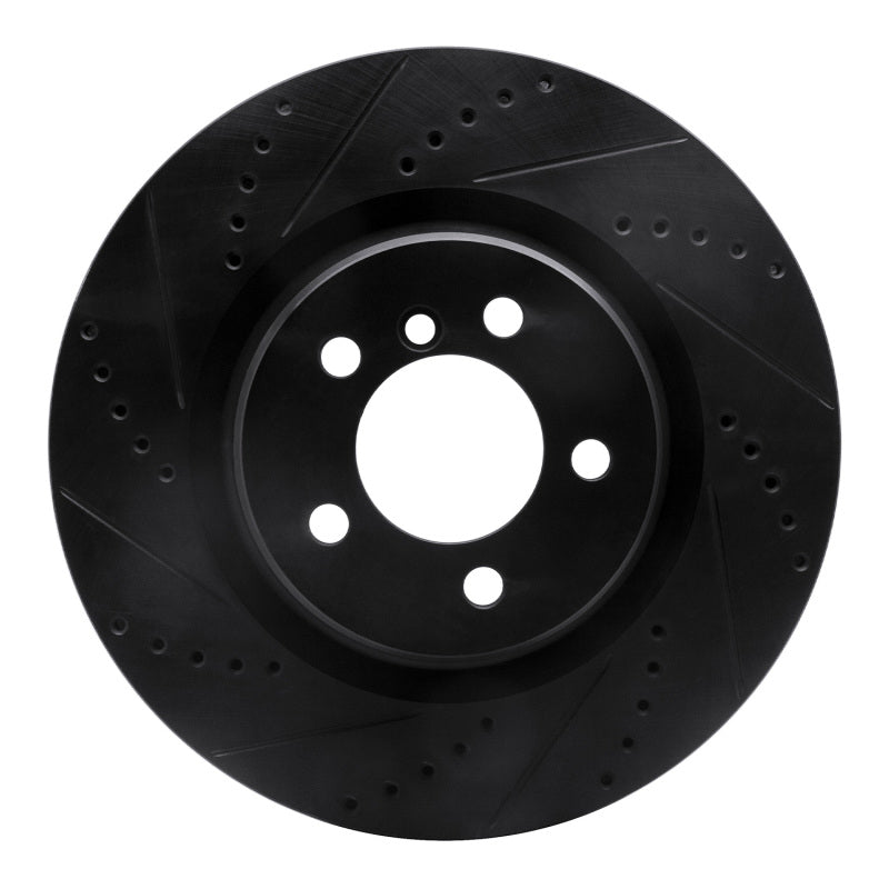 R1 Concepts 06-12 Land Rover Range Rover Front Left Drilled & Slotted Black Brake Rotor