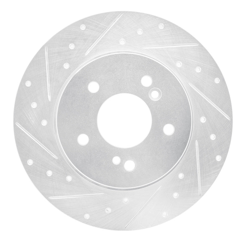 R1 Concepts 96-98 Mercedes-Benz SL320 Rear Left Drilled & Slotted Silver Brake Rotor