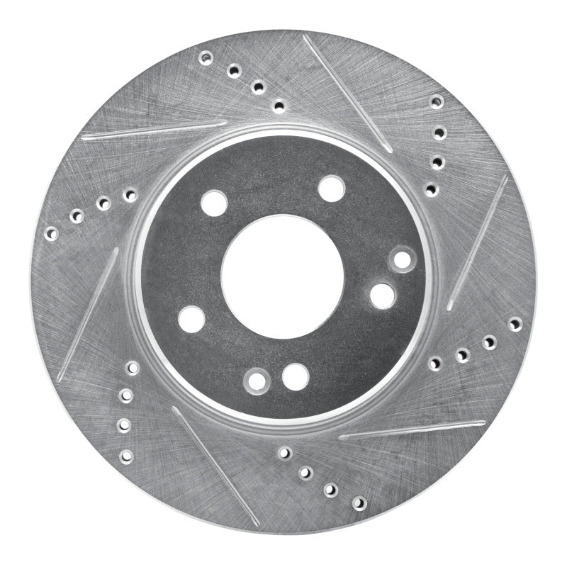 R1 Concepts 96-15 Mercedes-Benz SLK230 Front Right Drilled & Slotted Silver Brake Rotor