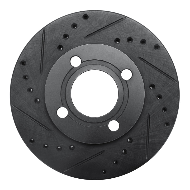 R1 Concepts 84-87 Audi 4000 Quattro Front Left Drilled & Slotted Black Brake Rotor