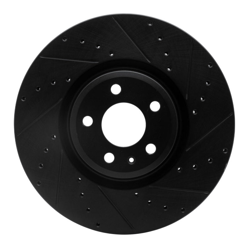 R1 Concepts 2018-2025 Audi S5 Front Right Drilled & Slotted Black Brake Rotor
