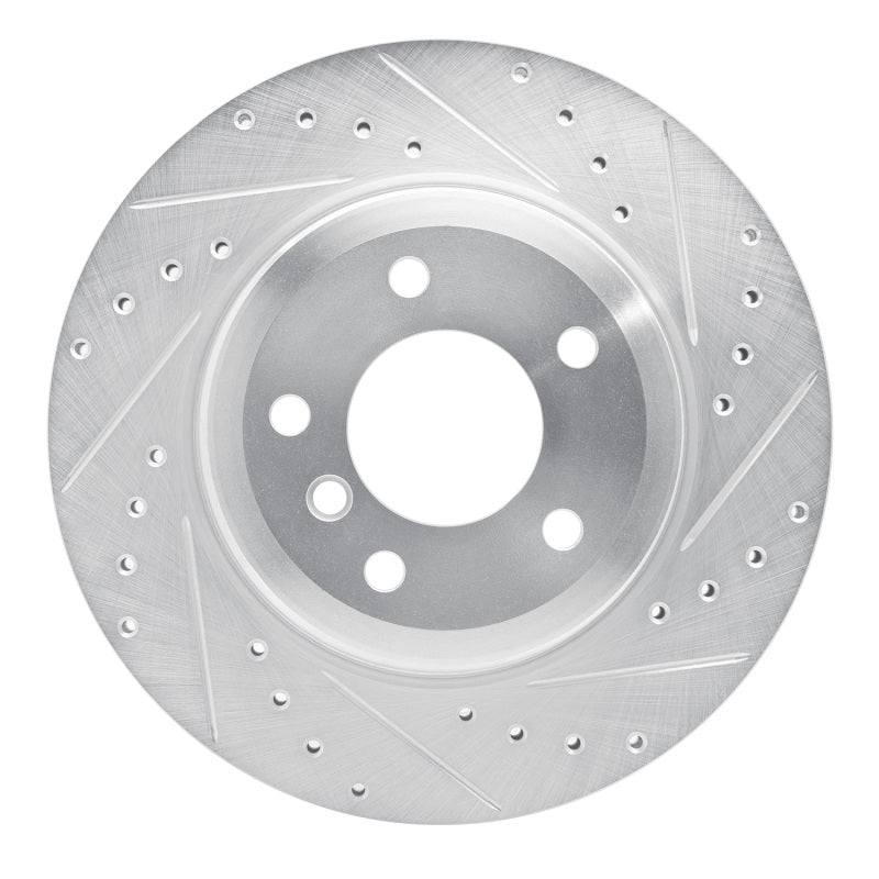 R1 Concepts 08-13 BMW 135I Rear Right Drilled & Slotted Silver Brake Rotor