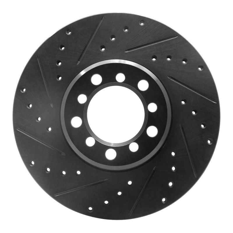 R1 Concepts 85-91 Mercedes-Benz 300SE Front Left Drilled & Slotted Black Brake Rotor