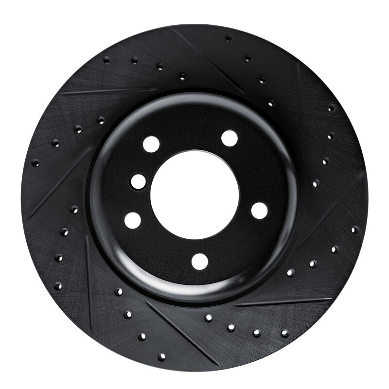 R1 Concepts 09-16 BMW Z4 Front Right Drilled & Slotted Black Brake Rotor