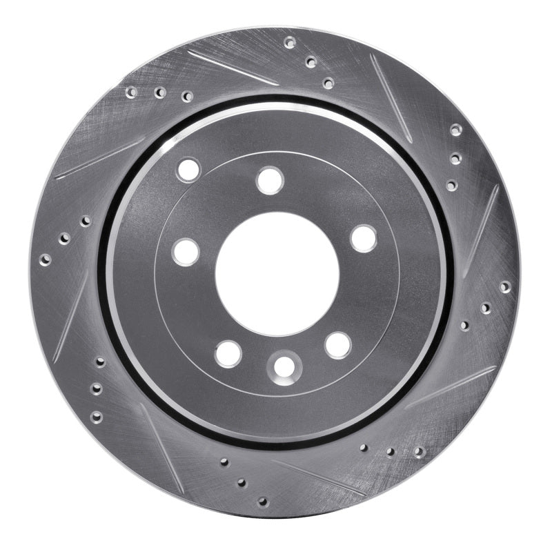 R1 Concepts 05-07 Land Rover LR3 Rear Right Drilled & Slotted Silver Brake Rotor