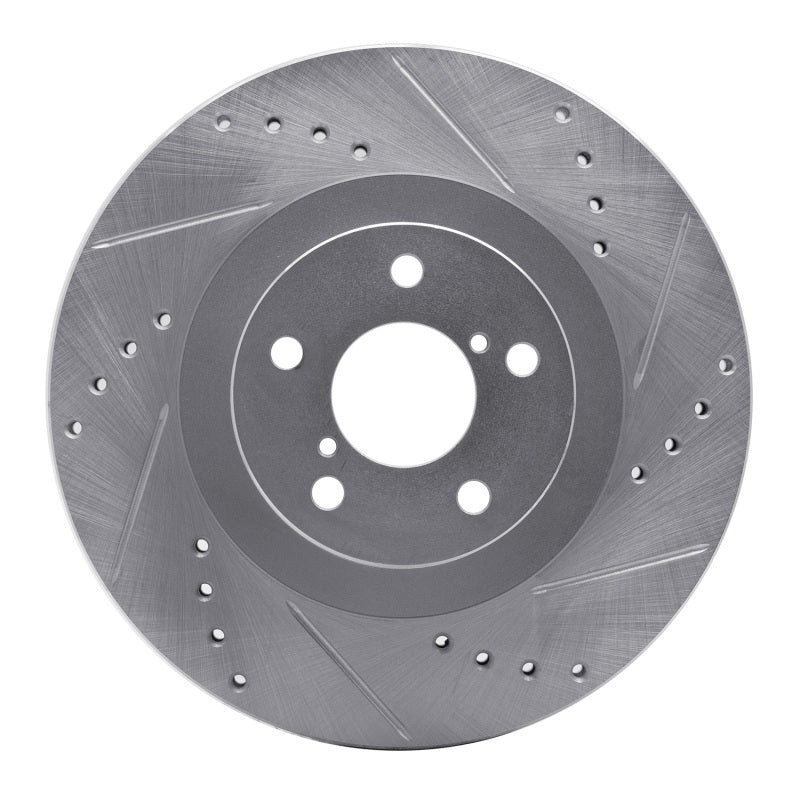 R1 Concepts 01-08 Saab 9-2X Front Right Drilled & Slotted Silver Brake Rotor