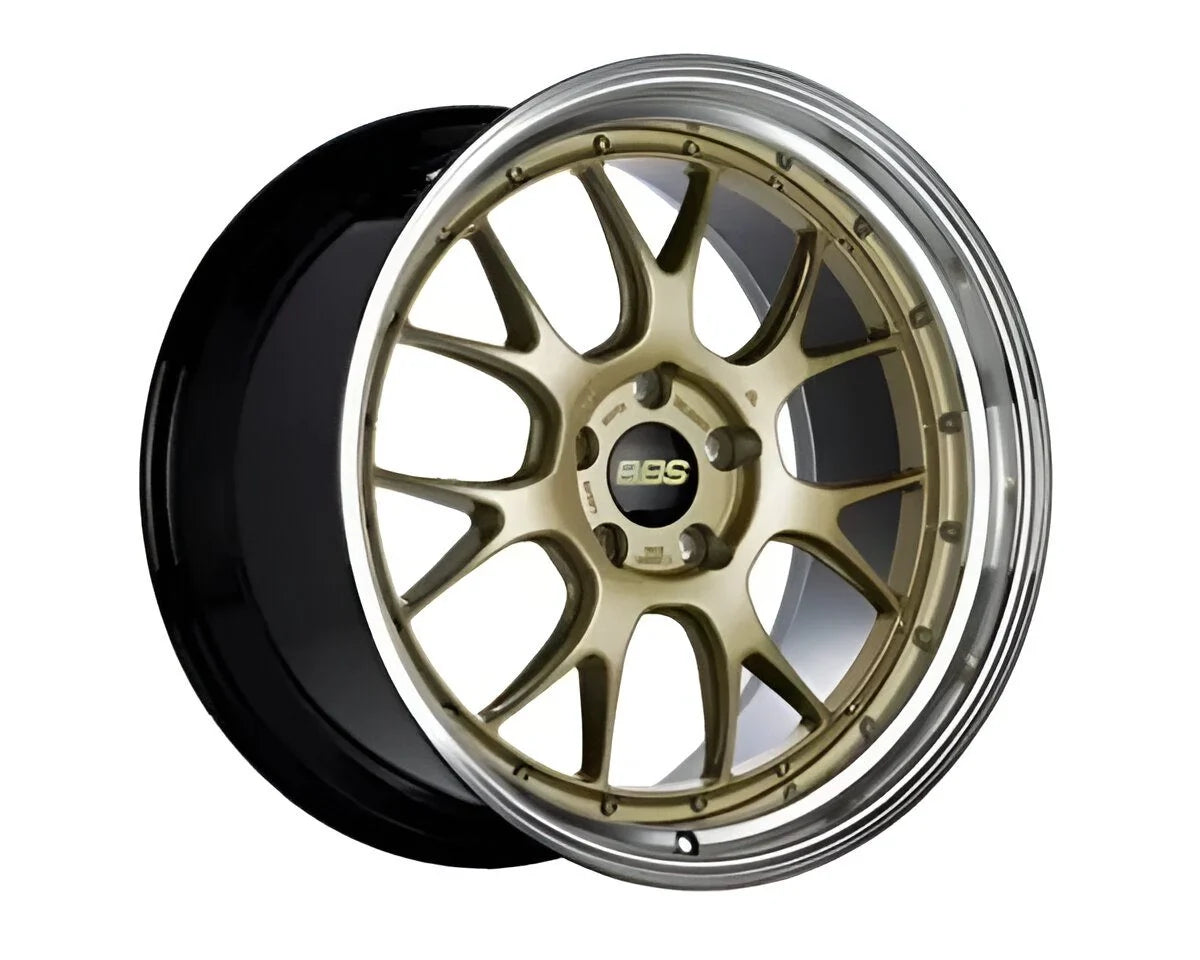 BBS LM-R 20x11 5x120 ET40 Gloss Black/Gold Center / Diamond Cut Lip Wheel -82mm PFS/Clip Required