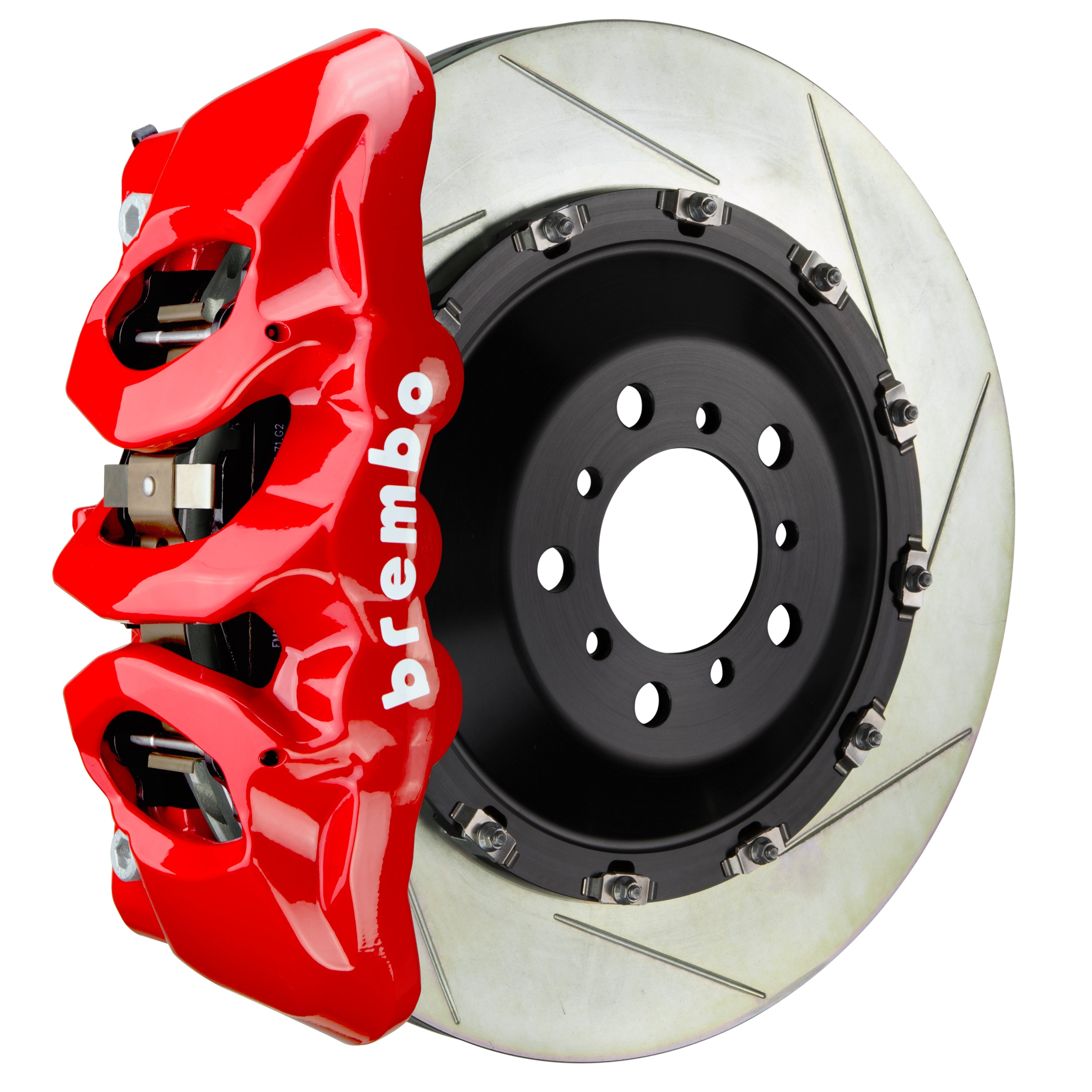 Brembo 24+ BMW M30i/530i XDrive Front GT BBK 6 Piston Cast 380x34 2pc Rotor Slotted Type-1 - Red - Caliper Style 2