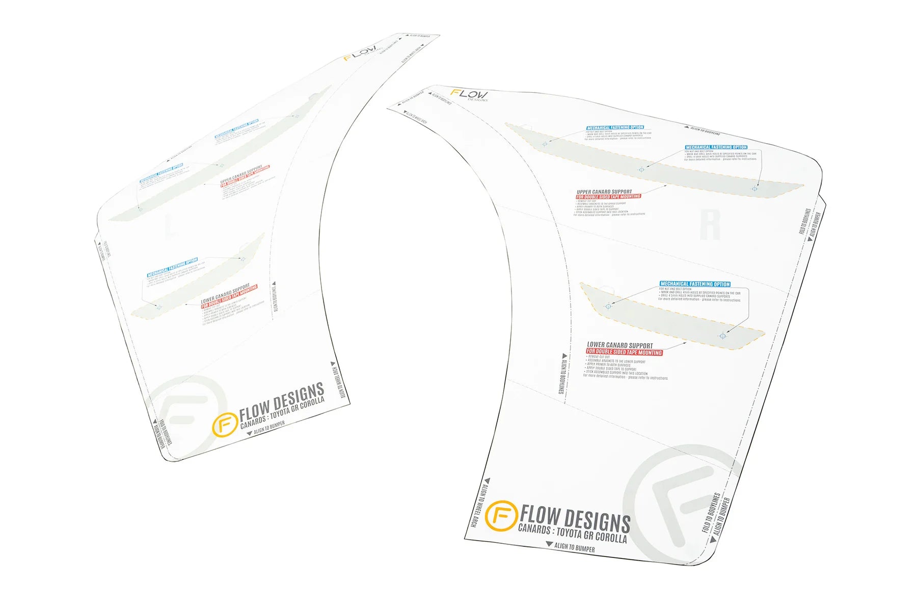 Flow Designs Full Lip Splitter Set Gloss Black - Toyota GR Corolla