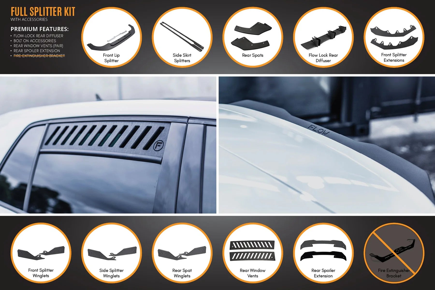 Flow Designs Full Splitter Set - MK8 GTI