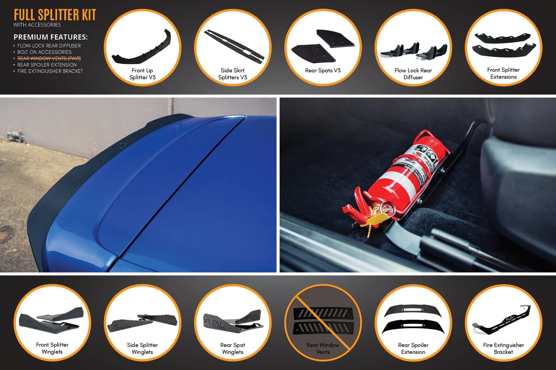Flow Designs Full Splitter Set - MK6 Golf R