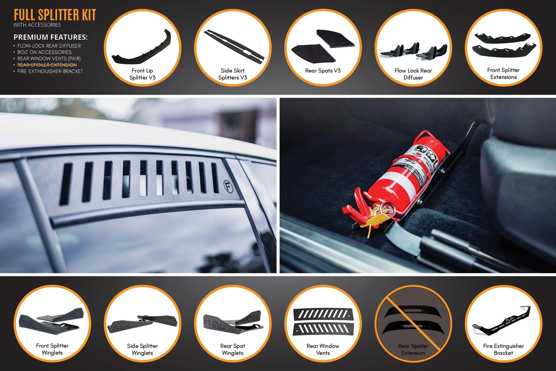 Flow Designs Full Splitter Set - MK6 Golf R