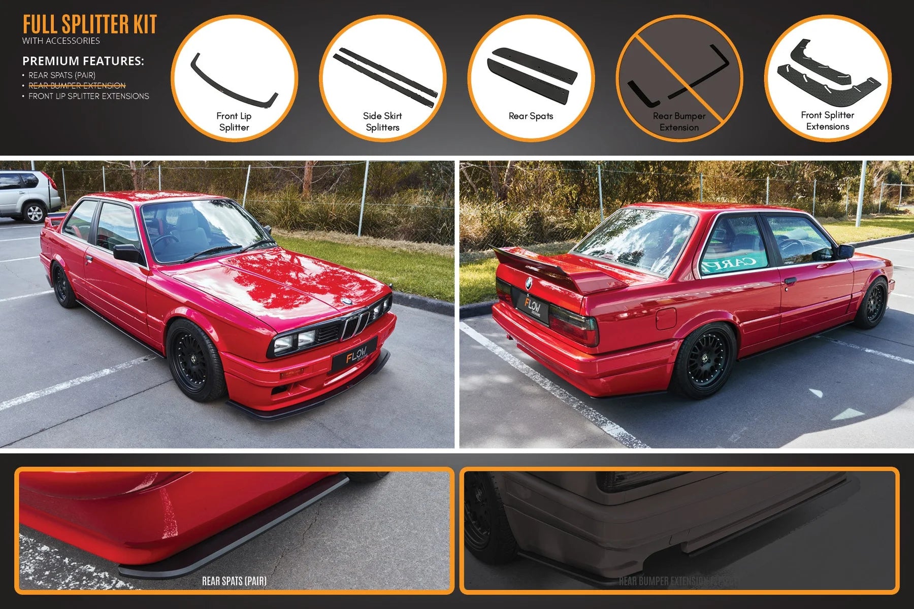 Flow Designs Full Splitter Set - E30 M-Tech 2