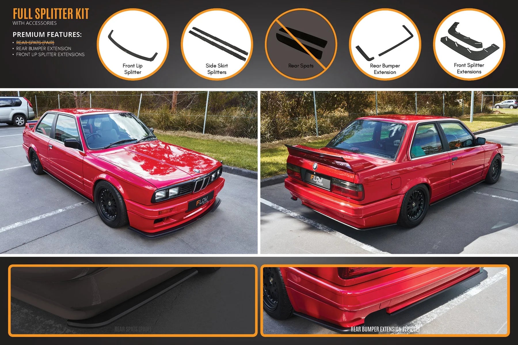 Flow Designs Full Splitter Set - E30 M-Tech 2