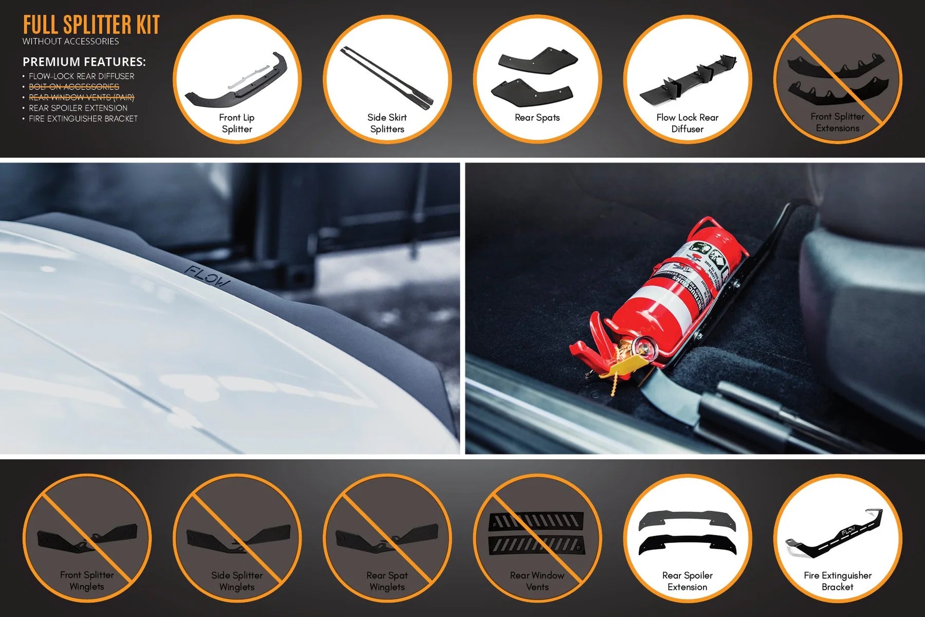 Flow Designs Full Splitter Set - MK8 GTI