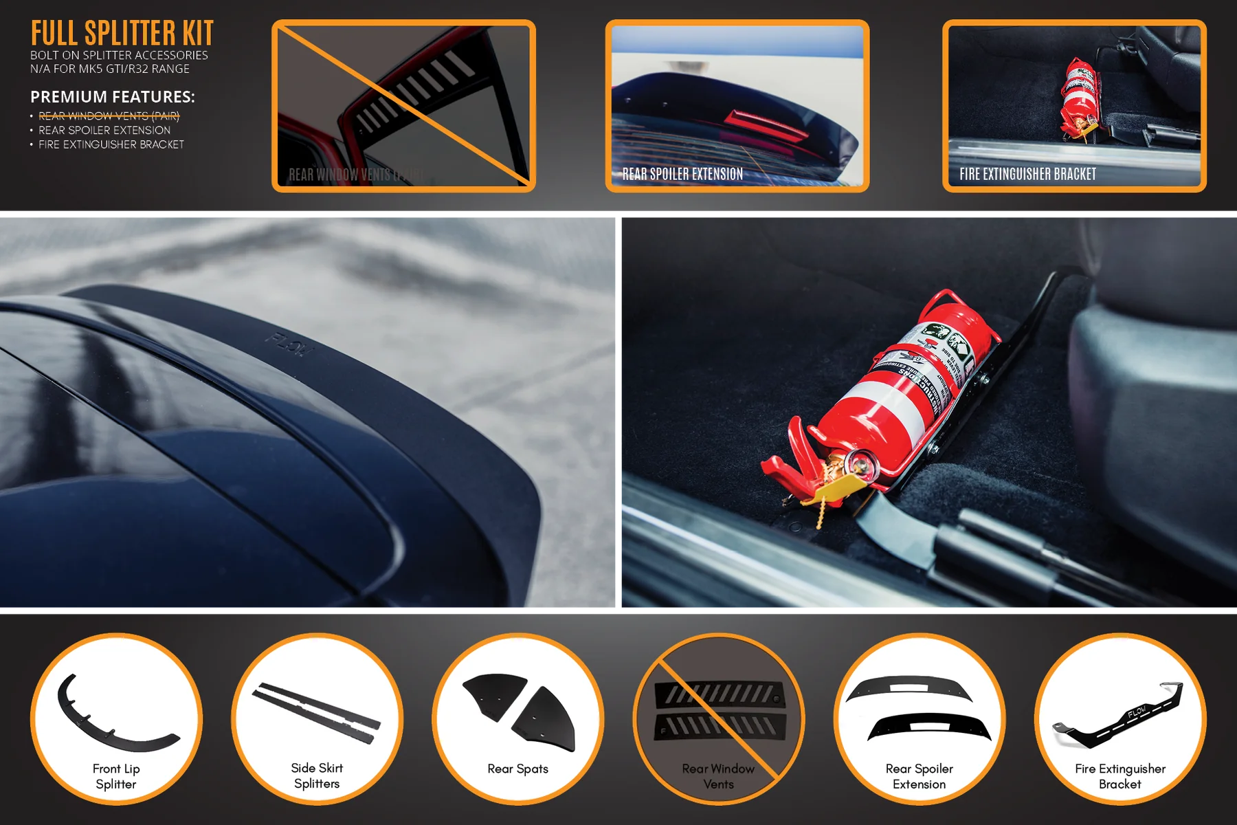 Flow Designs Full Splitter Set - MK5 R32
