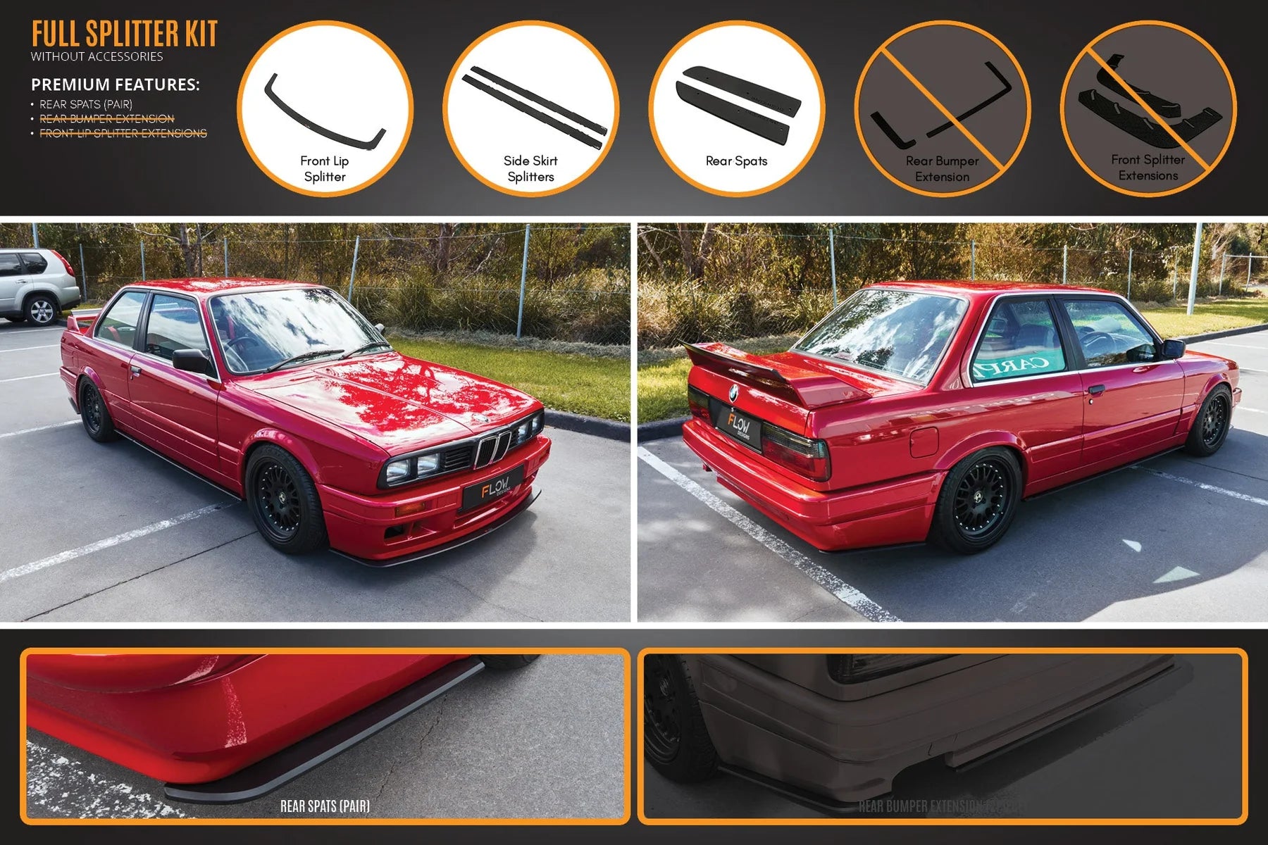 Flow Designs Full Splitter Set - E30 M-Tech 2
